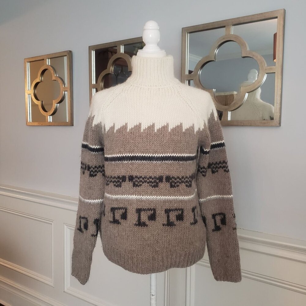 Zara Made in Italy Oversize Chunky Nordic Alpaca Llama Wool Turtleneck Sweater M - Picture 7 of 12